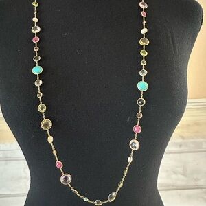 SOLD: Ippolita 18K Gold Lollitini Multi-Gemstone Long Station Necklace w/ Pouch